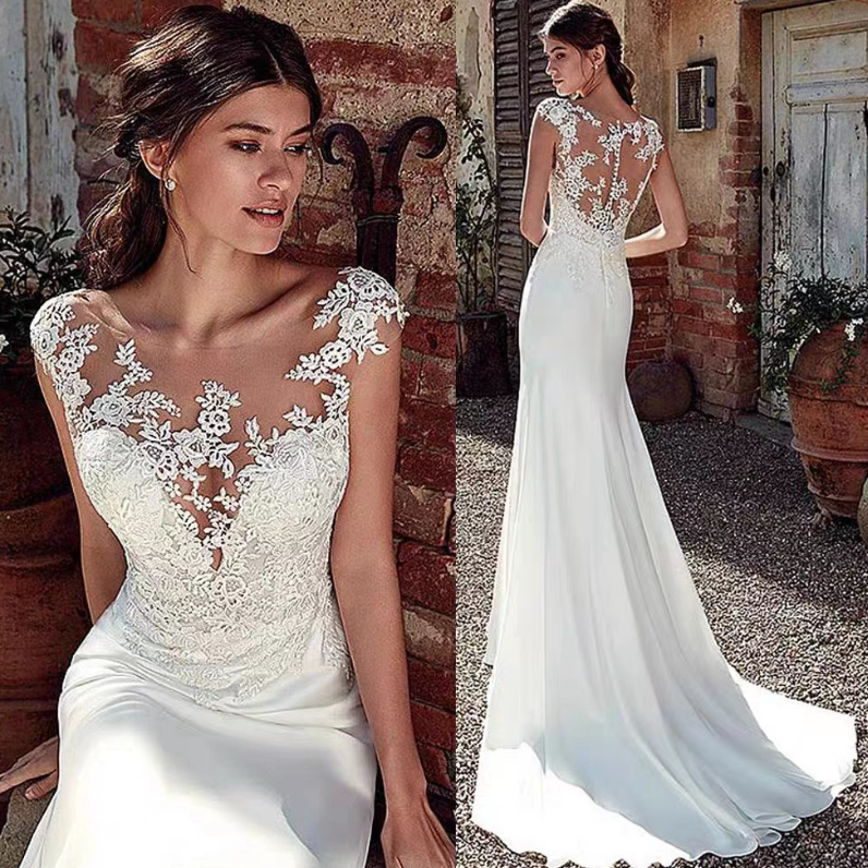 Mermaid Stylish Wedding Dress Lace Applique Bridal Wedding Dresses